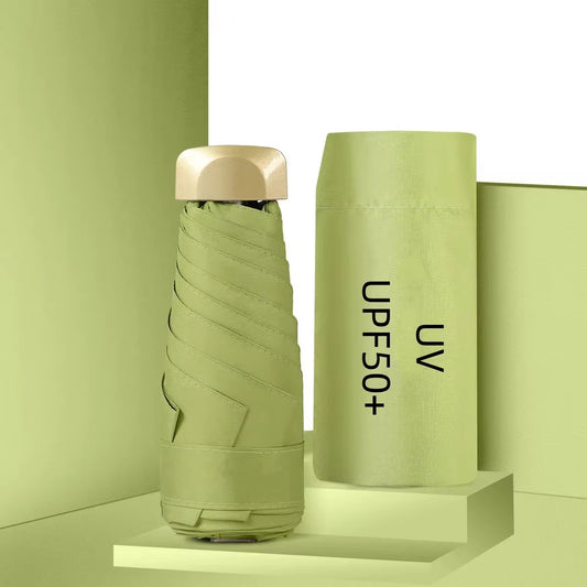 Mini Pocket Umbrella Portable Small Travel Rain Parasol Vinyl Folding Sun Shade Rainproof Umbrella UPF50+ Capsule Umbrellas