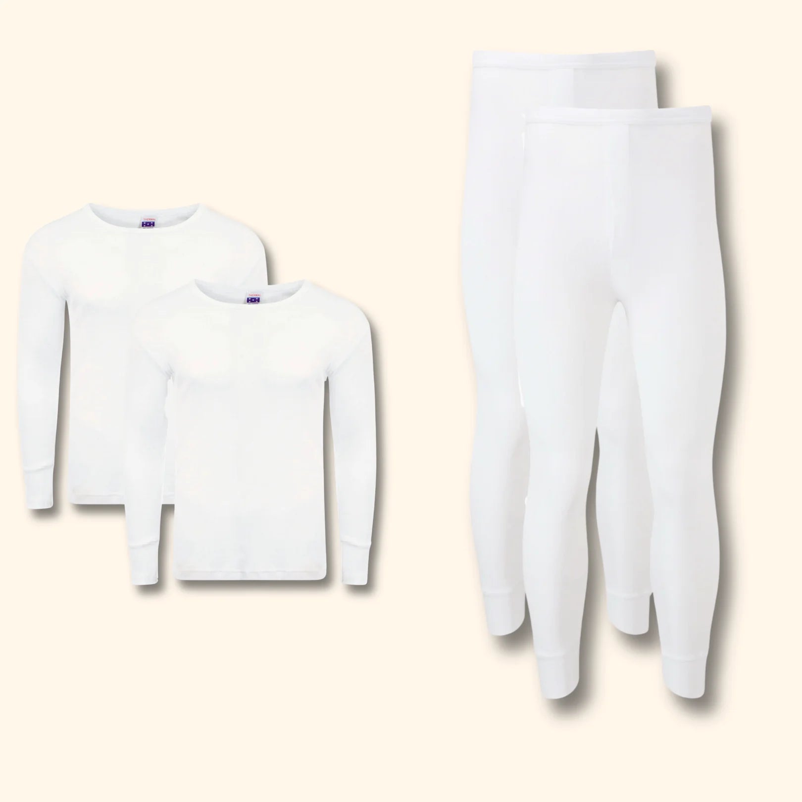 Stay Warm and Comfortable with the 2 Pack Men's Thermal Underwear Set - Long Sleeve Tops & Long John Bottoms for Running, Hiking, and Workwear in White, Black, Grey, and Navy