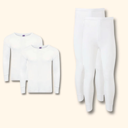 Stay Warm and Comfortable with the 2 Pack Men's Thermal Underwear Set - Long Sleeve Tops & Long John Bottoms for Running, Hiking, and Workwear in White, Black, Grey, and Navy