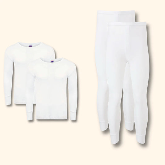 Stay Warm and Comfortable with the 2 Pack Men's Thermal Underwear Set - Long Sleeve Tops & Long John Bottoms for Running, Hiking, and Workwear in White, Black, Grey, and Navy