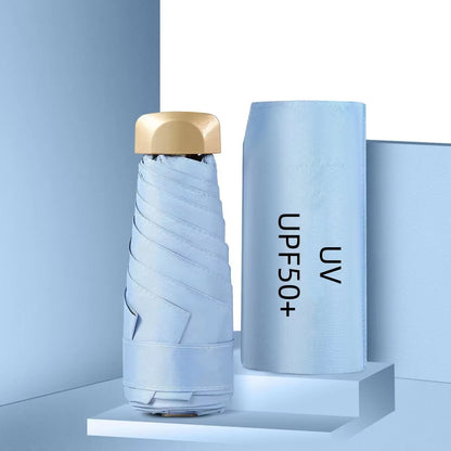 Mini Pocket Umbrella Portable Small Travel Rain Parasol Vinyl Folding Sun Shade Rainproof Umbrella UPF50+ Capsule Umbrellas