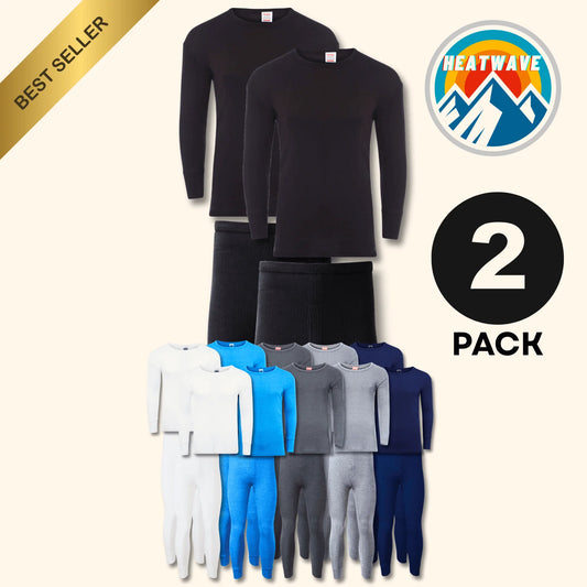 Stay Warm and Comfortable with the 2 Pack Men's Thermal Underwear Set - Long Sleeve Tops & Long John Bottoms for Running, Hiking, and Workwear in White, Black, Grey, and Navy