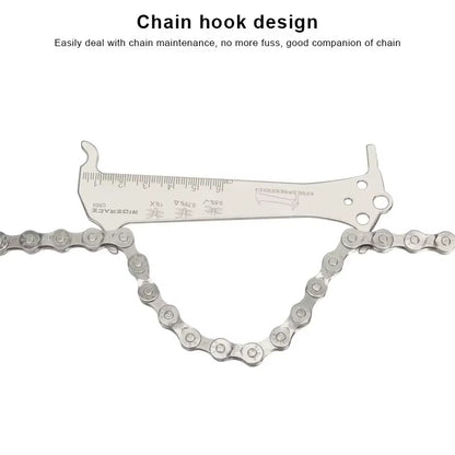 Bicycle Chain Wear Indicator Ruler Repair Tool Stainless Steel Mountain Road Bike Chain Gauge Measurement Checker Screw Diameter