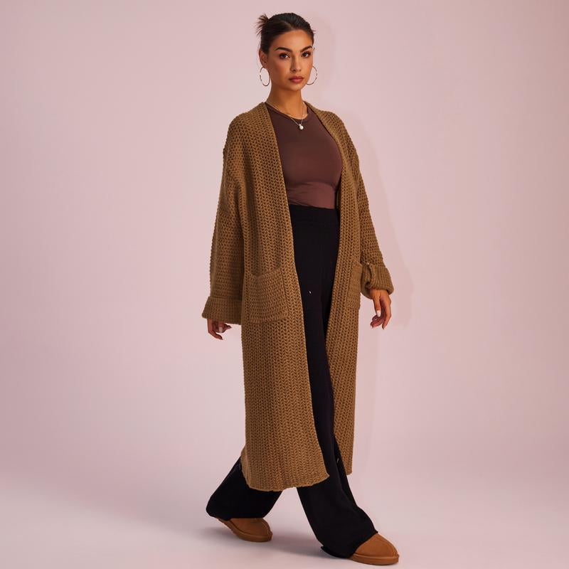 Stylish and Cozy Joyfunear Women's Knitted Long Sleeve Hoodie Cardigan for Autumn and Winter with Pockets