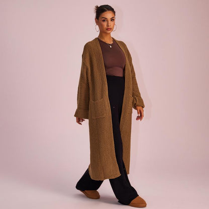 Stylish and Cozy Joyfunear Women's Knitted Long Sleeve Hoodie Cardigan for Autumn and Winter with Pockets