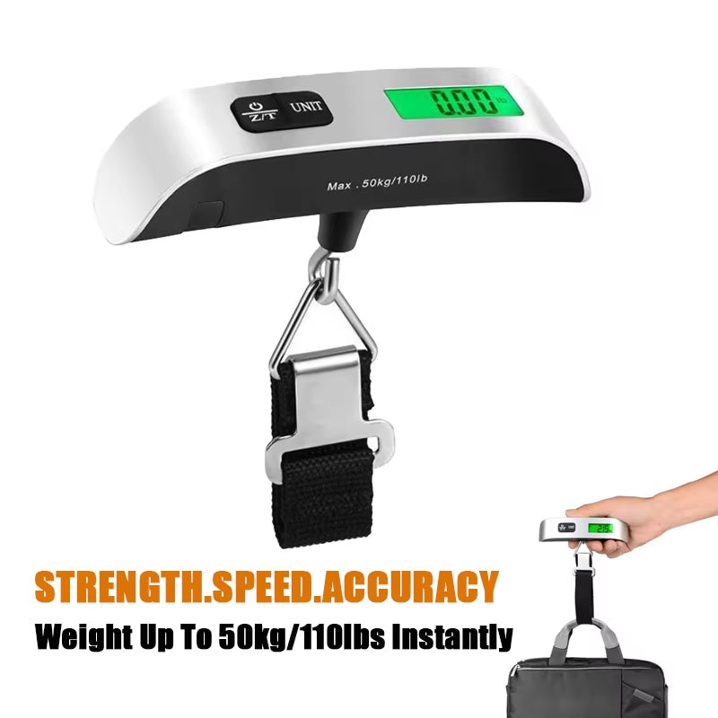 Portable Scale Digital LCD Display 110Lb/50Kg Electronic Luggage Hanging Suitcase Travel Weighs Baggage Bag Weight Balance Tool