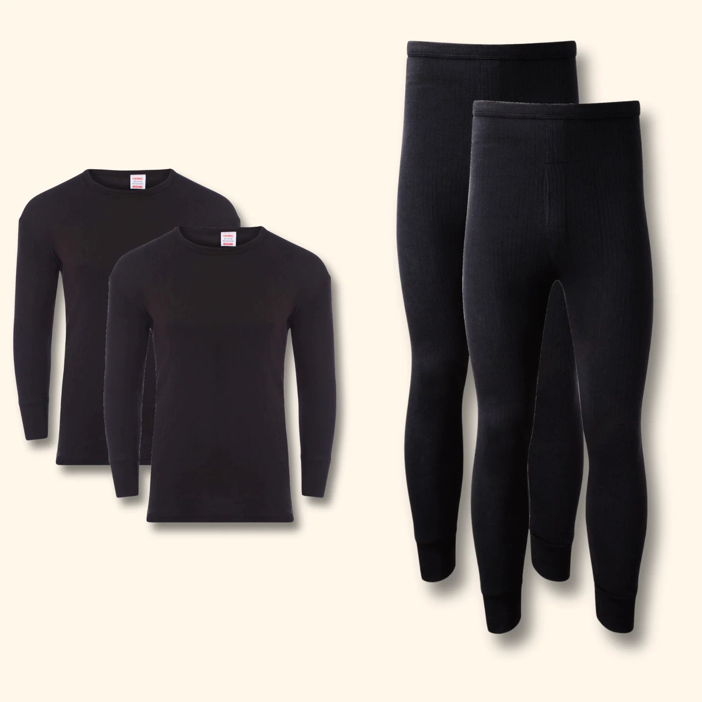 Stay Warm and Comfortable with the 2 Pack Men's Thermal Underwear Set - Long Sleeve Tops & Long John Bottoms for Running, Hiking, and Workwear in White, Black, Grey, and Navy