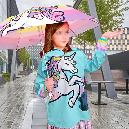Kids Umbrella for Girls and Boys & Rain Coats Set -Toddler Umbrellas Kids Raincoat Boys Girls Jacket