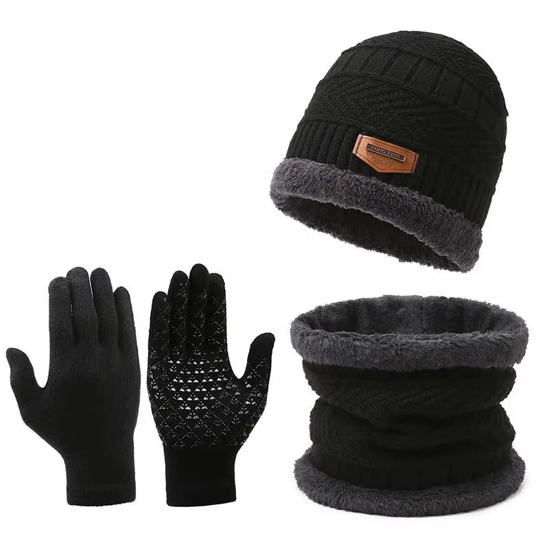Unisex Winter Warmth Set: Windproof Knitted Hat, Scarf & Gloves - Perfect for Outdoor Adventures!
