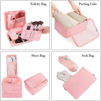 8 Set Packing Cubes Luggage Packing Organizers for Travel Accessories-Blush Pink