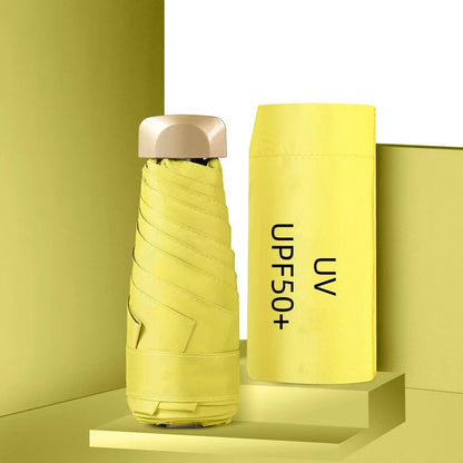 Mini Pocket Umbrella Portable Small Travel Rain Parasol Vinyl Folding Sun Shade Rainproof Umbrella UPF50+ Capsule Umbrellas