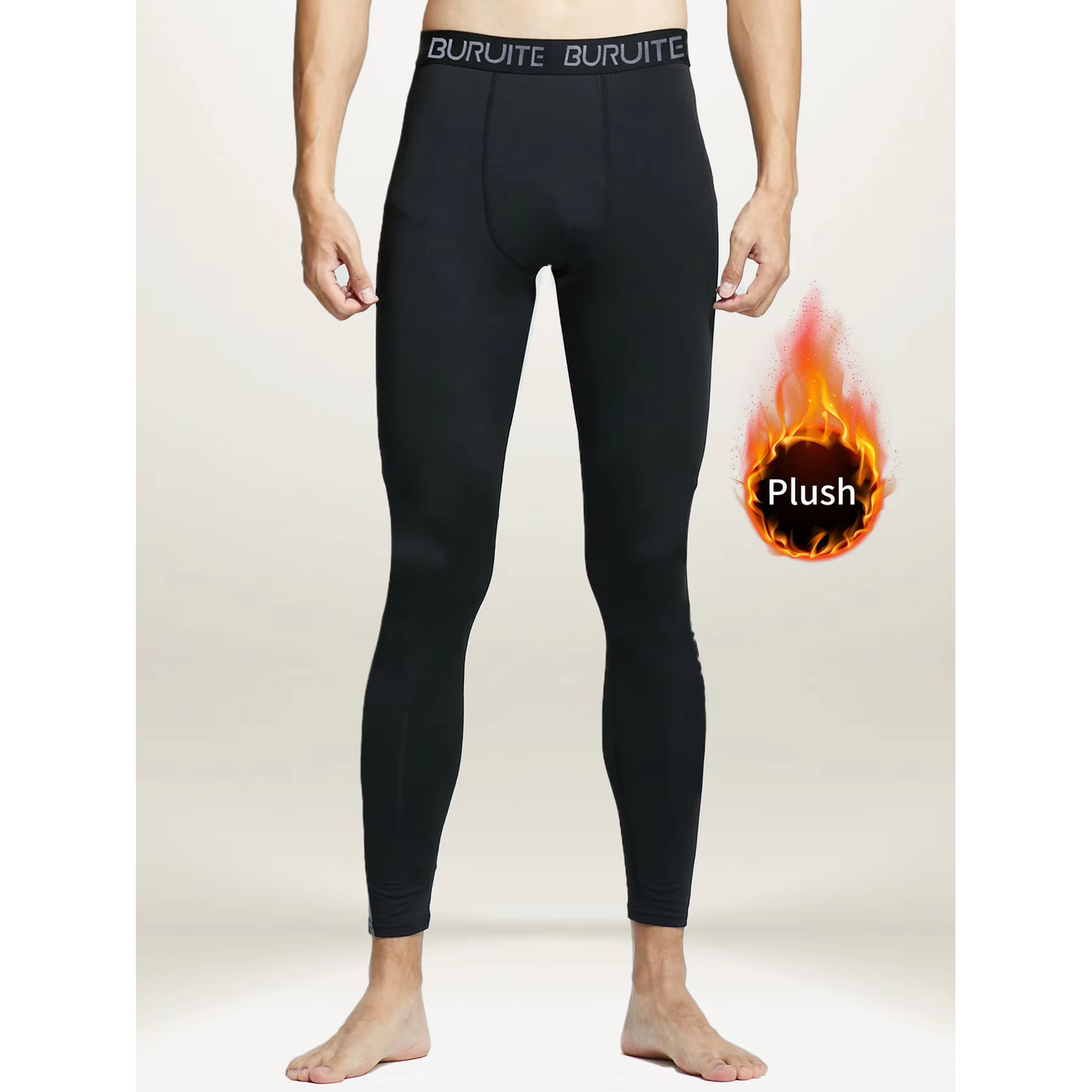 Warm Pants for Men with Plush and Thickened Autumn and Winter High Elasticity, Tight Fitting Sports Bottoms and Slim Fitting.