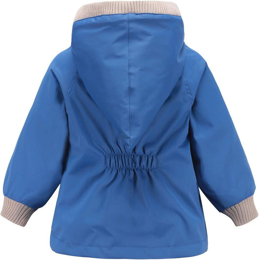 Boys Girls Waterproof Hooded Rain Jacket Kids Cotton Lined Rain Coat Toddler Windbreaker Spring Fall Raincoat