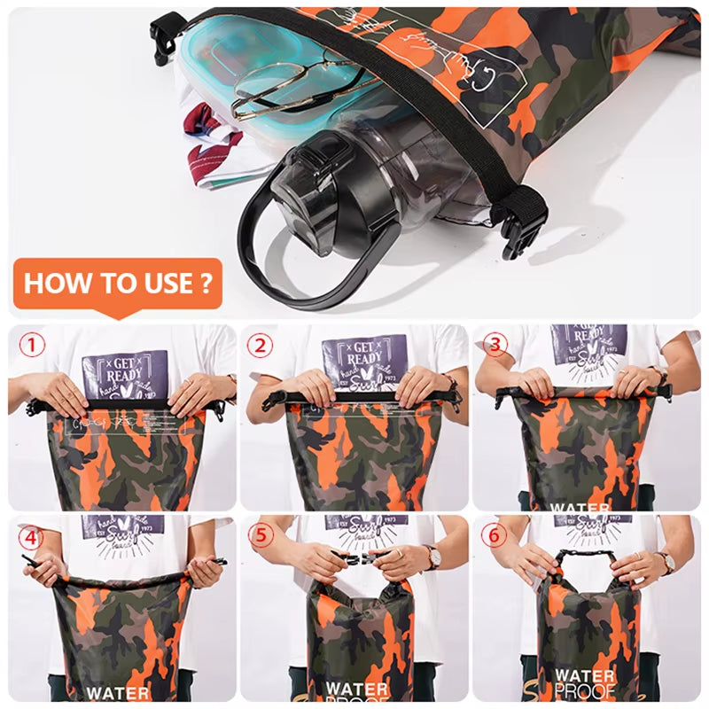 30L 15L Waterproof Dry Bags with Wet Separation Pocket Backpack for Kayaking Boating Swimming Outdoor Sports Bag XAZ9