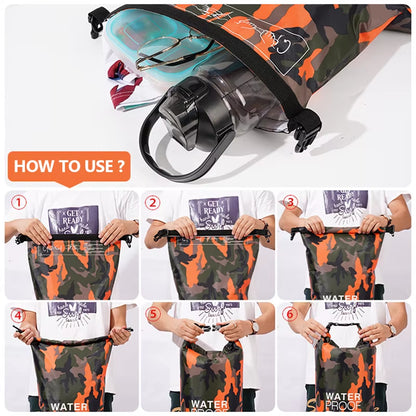 30L 15L Waterproof Dry Bags with Wet Separation Pocket Backpack for Kayaking Boating Swimming Outdoor Sports Bag XAZ9