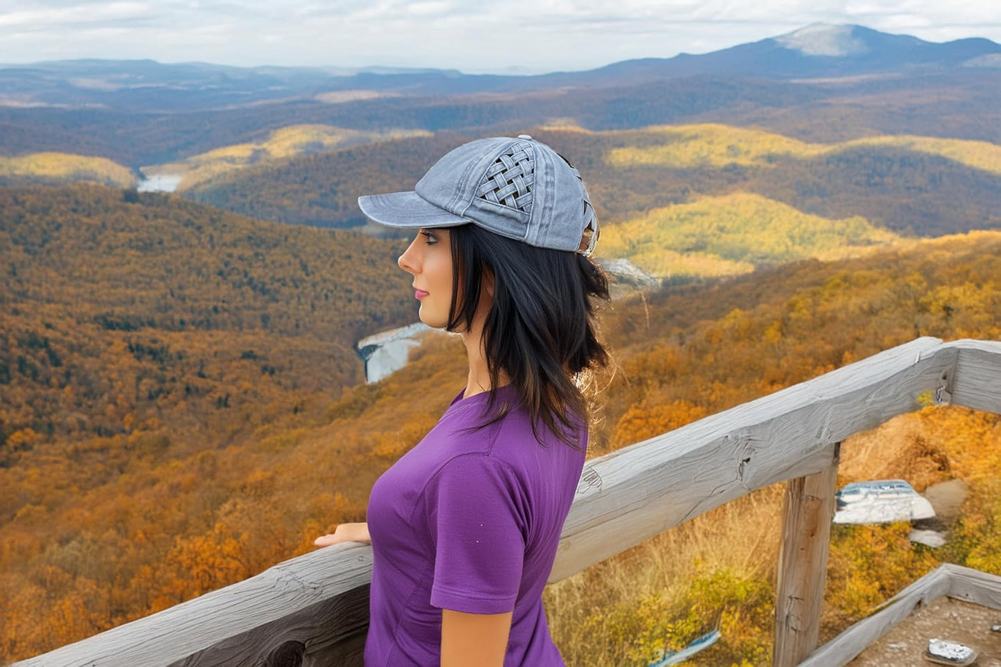 Ponytail Hat for Women - Baseball Cap with Adjustable Fit & High Pony Tail Criss Cross Back for Everyday Wear