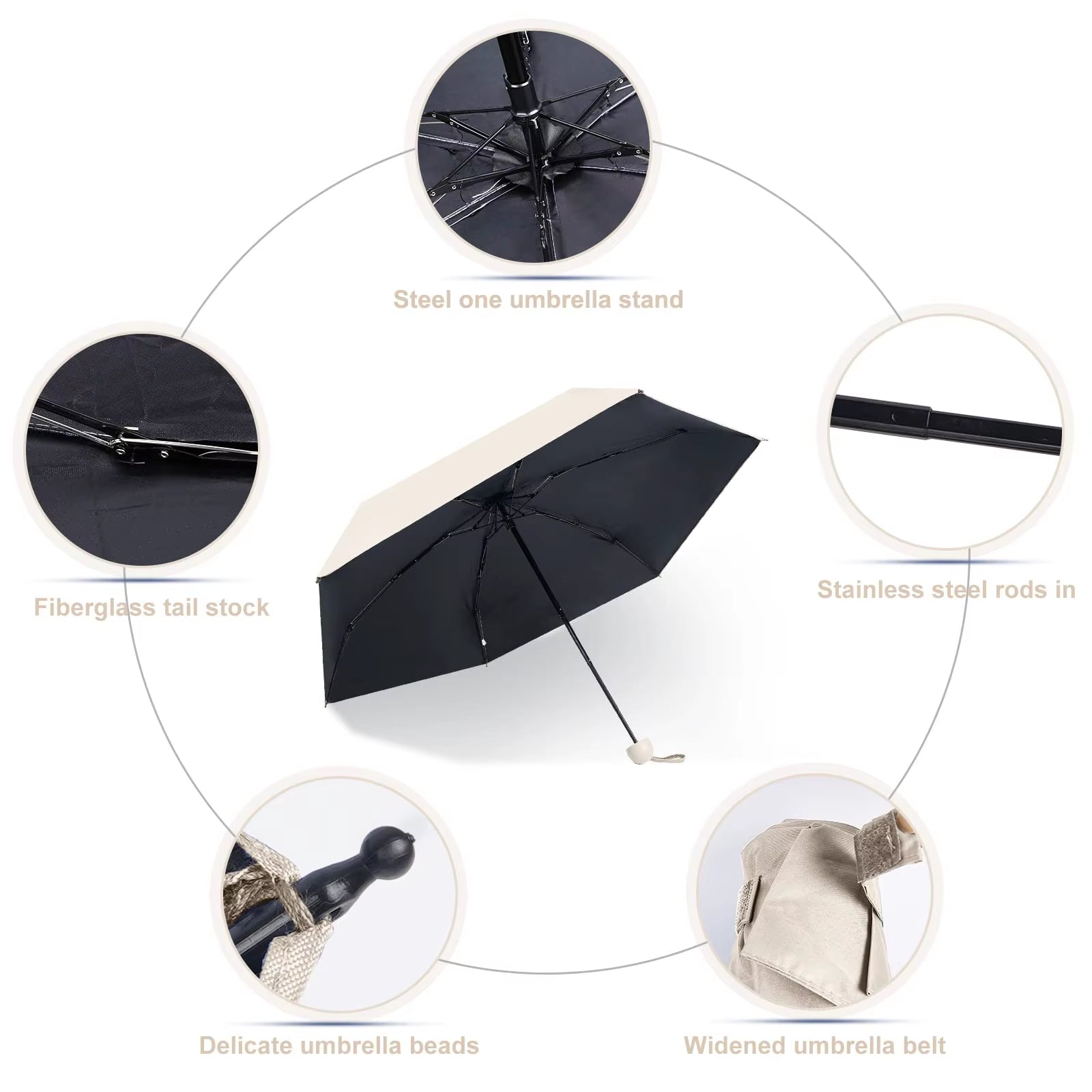 Solid Color Capsule Umbrella - Small Portable Dual Use Sunshade and Rain Protection for Women