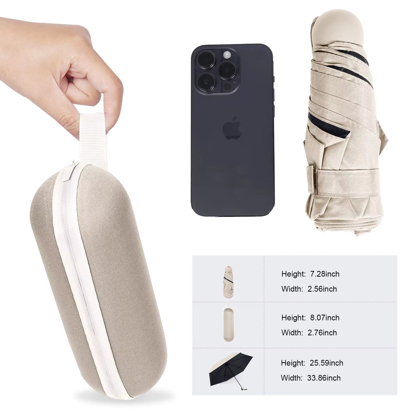 Solid Color Capsule Umbrella - Small Portable Dual Use Sunshade and Rain Protection for Women