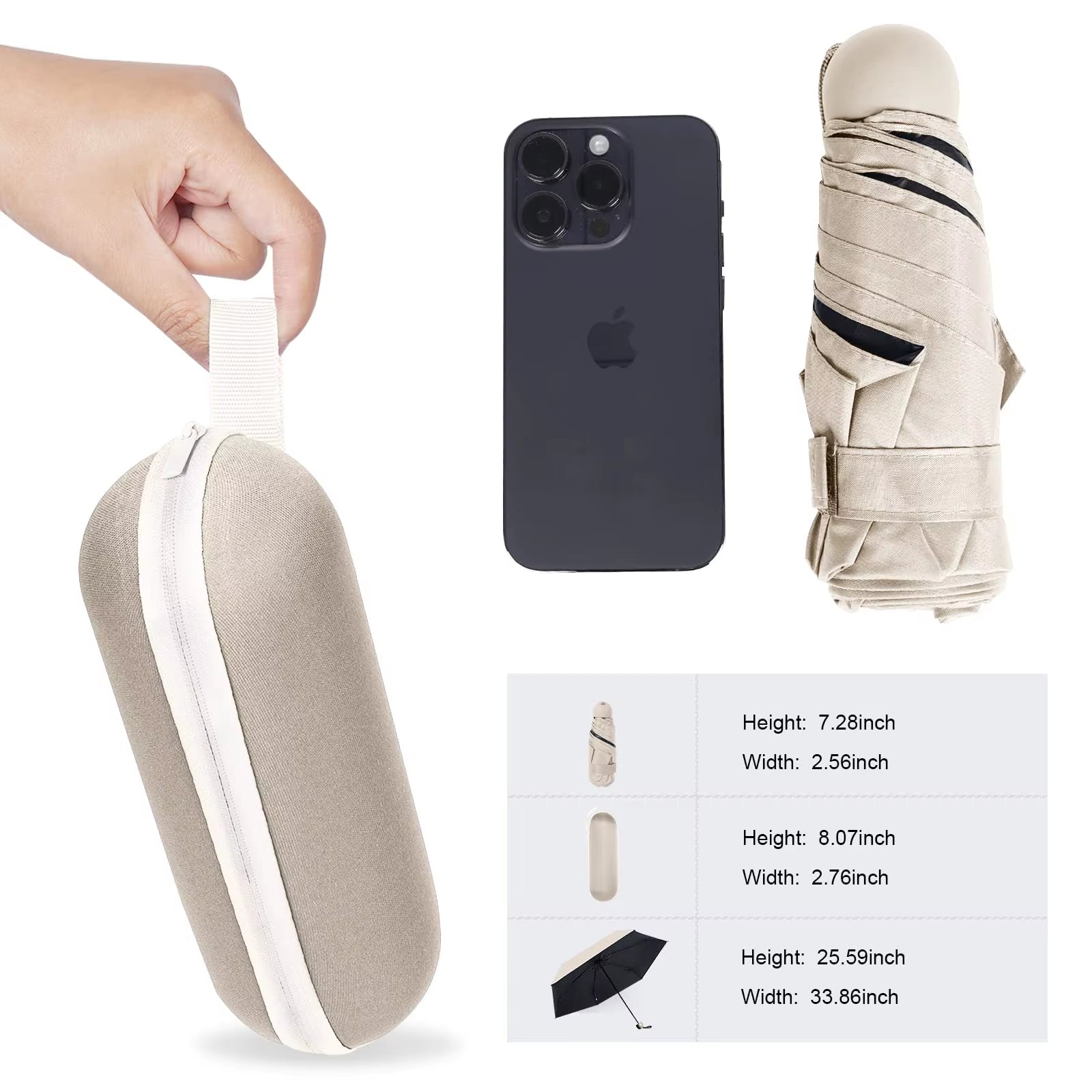 Solid Color Capsule Umbrella - Small Portable Dual Use Sunshade and Rain Protection for Women