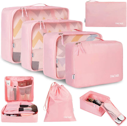 8 Set Packing Cubes Luggage Packing Organizers for Travel Accessories-Blush Pink