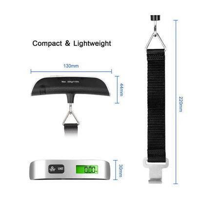 Portable Scale Digital LCD Display 110Lb/50Kg Electronic Luggage Hanging Suitcase Travel Weighs Baggage Bag Weight Balance Tool