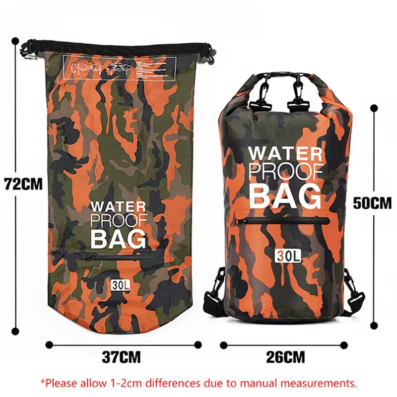 30L 15L Waterproof Dry Bags with Wet Separation Pocket Backpack for Kayaking Boating Swimming Outdoor Sports Bag XAZ9