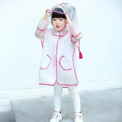 Kids Raincoat Waterproof Rain Poncho Clear Transparent Children Kindergarten School Student Rainsuit Protective Poncho Covers