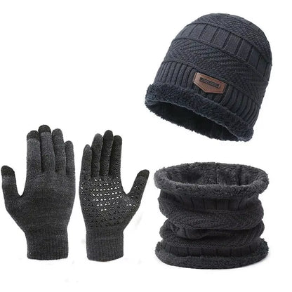 Unisex Winter Warmth Set: Windproof Knitted Hat, Scarf & Gloves - Perfect for Outdoor Adventures!