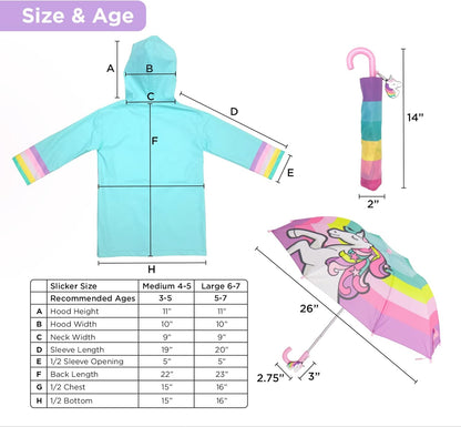 Kids Umbrella for Girls and Boys & Rain Coats Set -Toddler Umbrellas Kids Raincoat Boys Girls Jacket