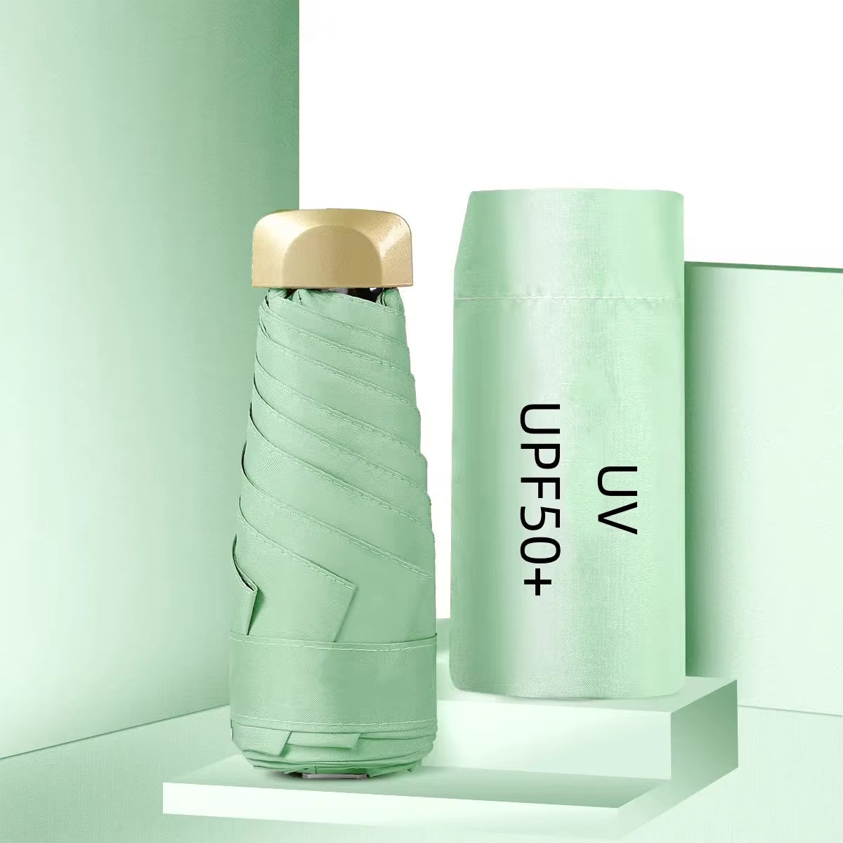 Mini Pocket Umbrella Portable Small Travel Rain Parasol Vinyl Folding Sun Shade Rainproof Umbrella UPF50+ Capsule Umbrellas