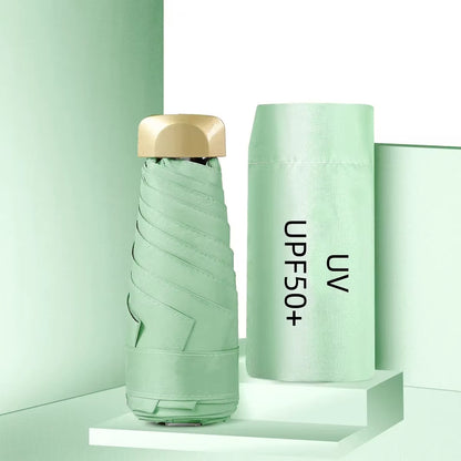 Mini Pocket Umbrella Portable Small Travel Rain Parasol Vinyl Folding Sun Shade Rainproof Umbrella UPF50+ Capsule Umbrellas