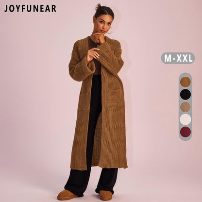 Stylish and Cozy Joyfunear Women's Knitted Long Sleeve Hoodie Cardigan for Autumn and Winter with Pockets