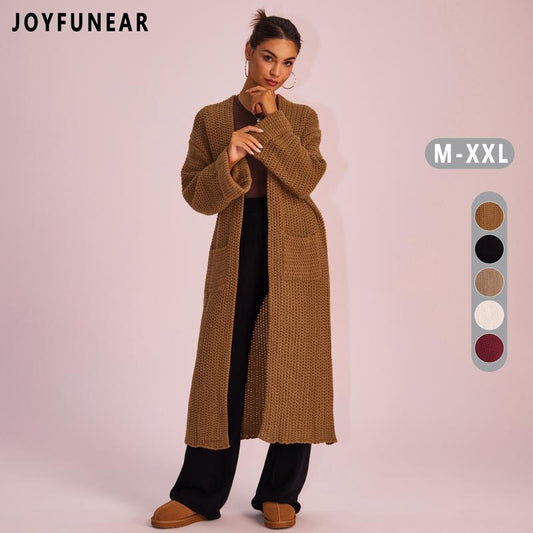 Stylish and Cozy Joyfunear Women's Knitted Long Sleeve Hoodie Cardigan for Autumn and Winter with Pockets