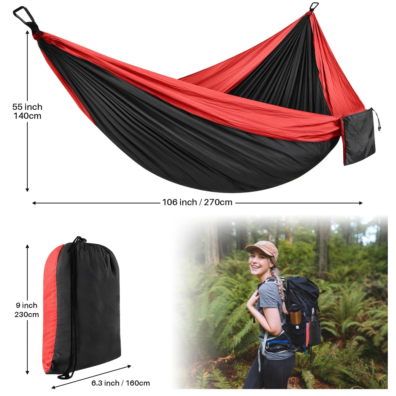 Camping Hammock Portable Hammocks Lightweight Nylon Parachute Hammock with Straps,Camping Gear Must Haves for Travel Hiking