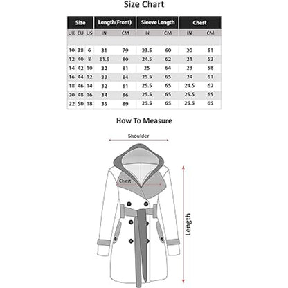 Women's Checkered Hooded Belted Winter Duffle Coat with Long Buttoned Fleece Jacket