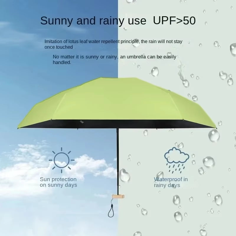 Mini Pocket Umbrella Portable Small Travel Rain Parasol Vinyl Folding Sun Shade Rainproof Umbrella UPF50+ Capsule Umbrellas