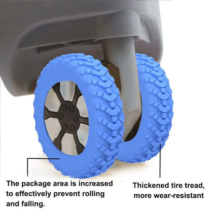 8-Piece Silicone Luggage Caster Covers for Noise Reduction and Protection of Suitcase Wheels