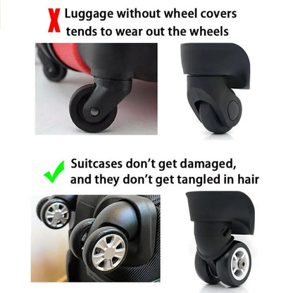 8-Piece Silicone Luggage Caster Covers for Noise Reduction and Protection of Suitcase Wheels