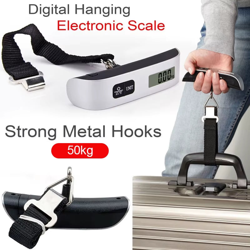Portable Scale Digital LCD Display 110Lb/50Kg Electronic Luggage Hanging Suitcase Travel Weighs Baggage Bag Weight Balance Tool