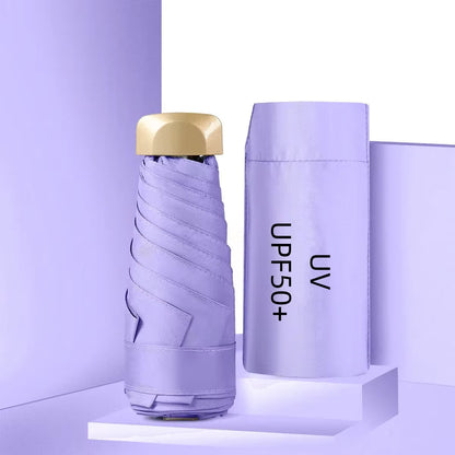 Mini Pocket Umbrella Portable Small Travel Rain Parasol Vinyl Folding Sun Shade Rainproof Umbrella UPF50+ Capsule Umbrellas