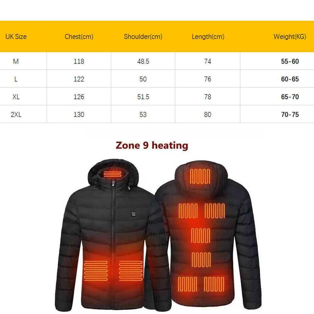 Unisex USB Heated Jacket - Ultimate Winter Warmth with Electric Heating Pad