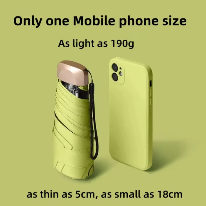 Mini Pocket Umbrella Portable Small Travel Rain Parasol Vinyl Folding Sun Shade Rainproof Umbrella UPF50+ Capsule Umbrellas