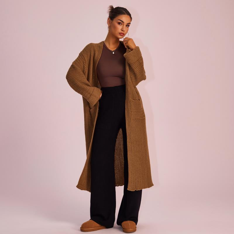 Stylish and Cozy Joyfunear Women's Knitted Long Sleeve Hoodie Cardigan for Autumn and Winter with Pockets