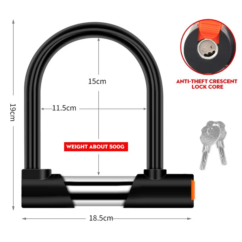 Heavy-Duty U Lock - Ultimate Anti-Theft Solution for Bicycles, Motorcycles, and Scooters