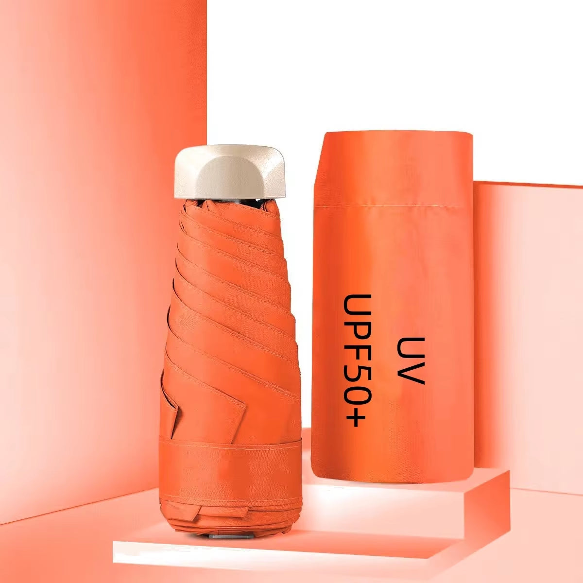 Mini Pocket Umbrella Portable Small Travel Rain Parasol Vinyl Folding Sun Shade Rainproof Umbrella UPF50+ Capsule Umbrellas