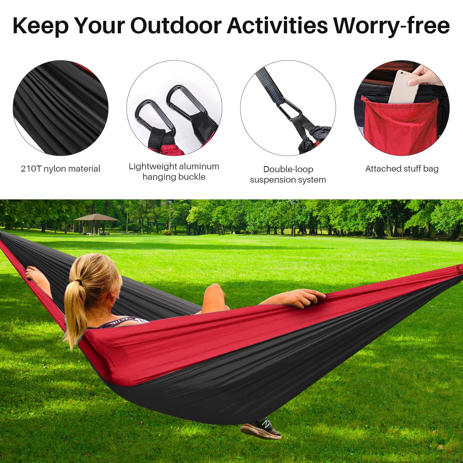 Camping Hammock Portable Hammocks Lightweight Nylon Parachute Hammock with Straps,Camping Gear Must Haves for Travel Hiking
