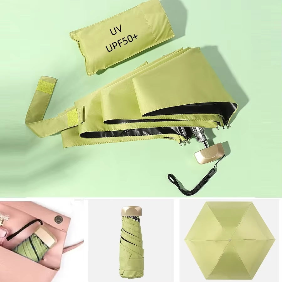 Mini Pocket Umbrella Portable Small Travel Rain Parasol Vinyl Folding Sun Shade Rainproof Umbrella UPF50+ Capsule Umbrellas