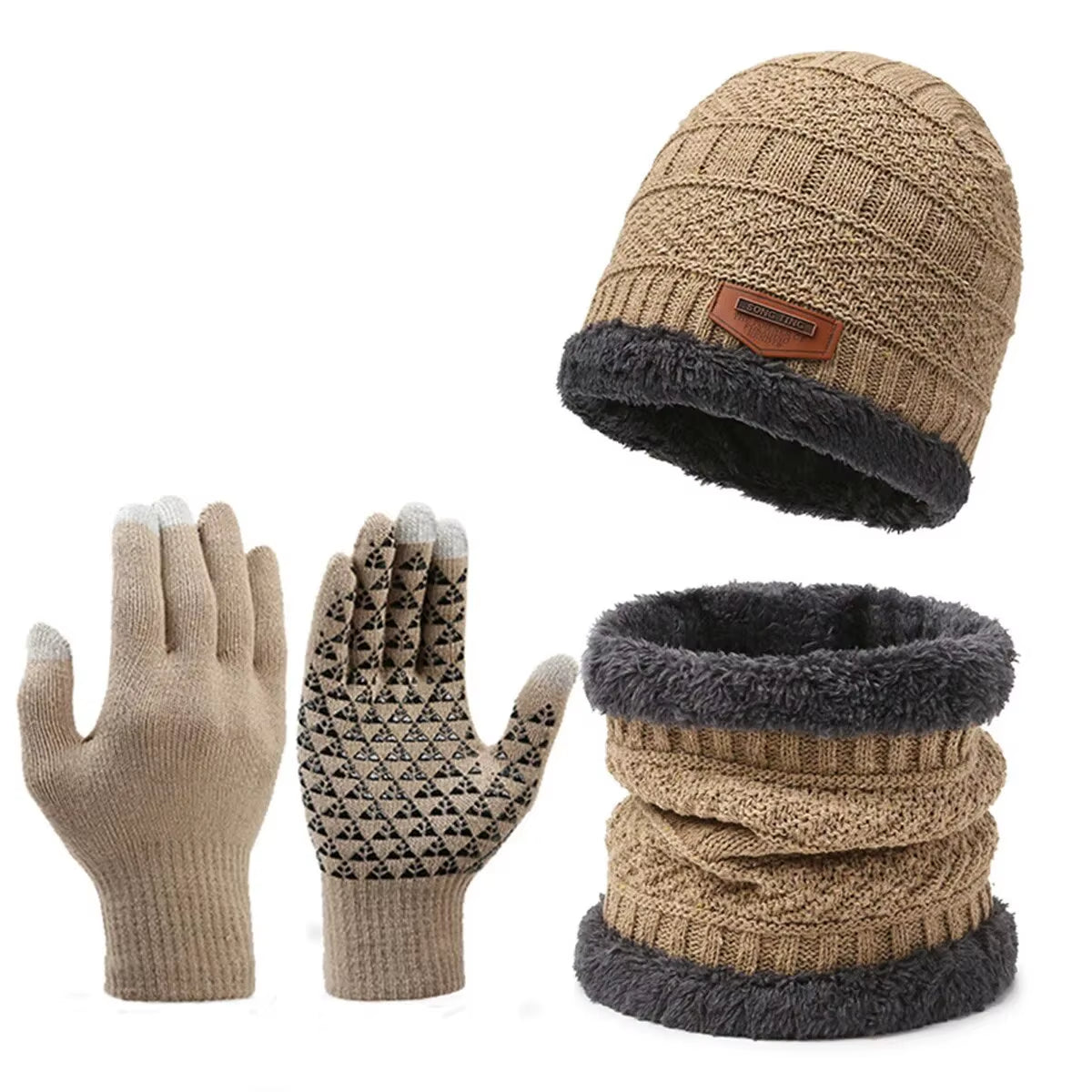 Unisex Winter Warmth Set: Windproof Knitted Hat, Scarf & Gloves - Perfect for Outdoor Adventures!