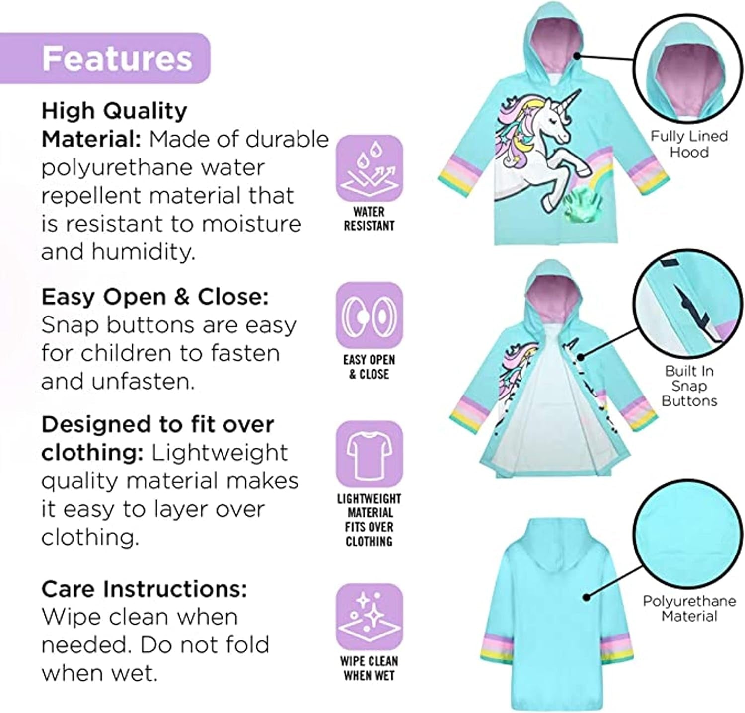 Kids Umbrella for Girls and Boys & Rain Coats Set -Toddler Umbrellas Kids Raincoat Boys Girls Jacket