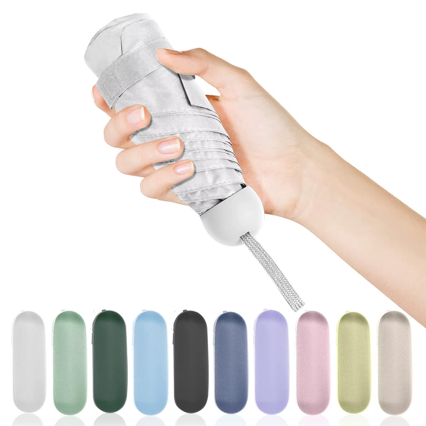 Solid Color Capsule Umbrella - Small Portable Dual Use Sunshade and Rain Protection for Women